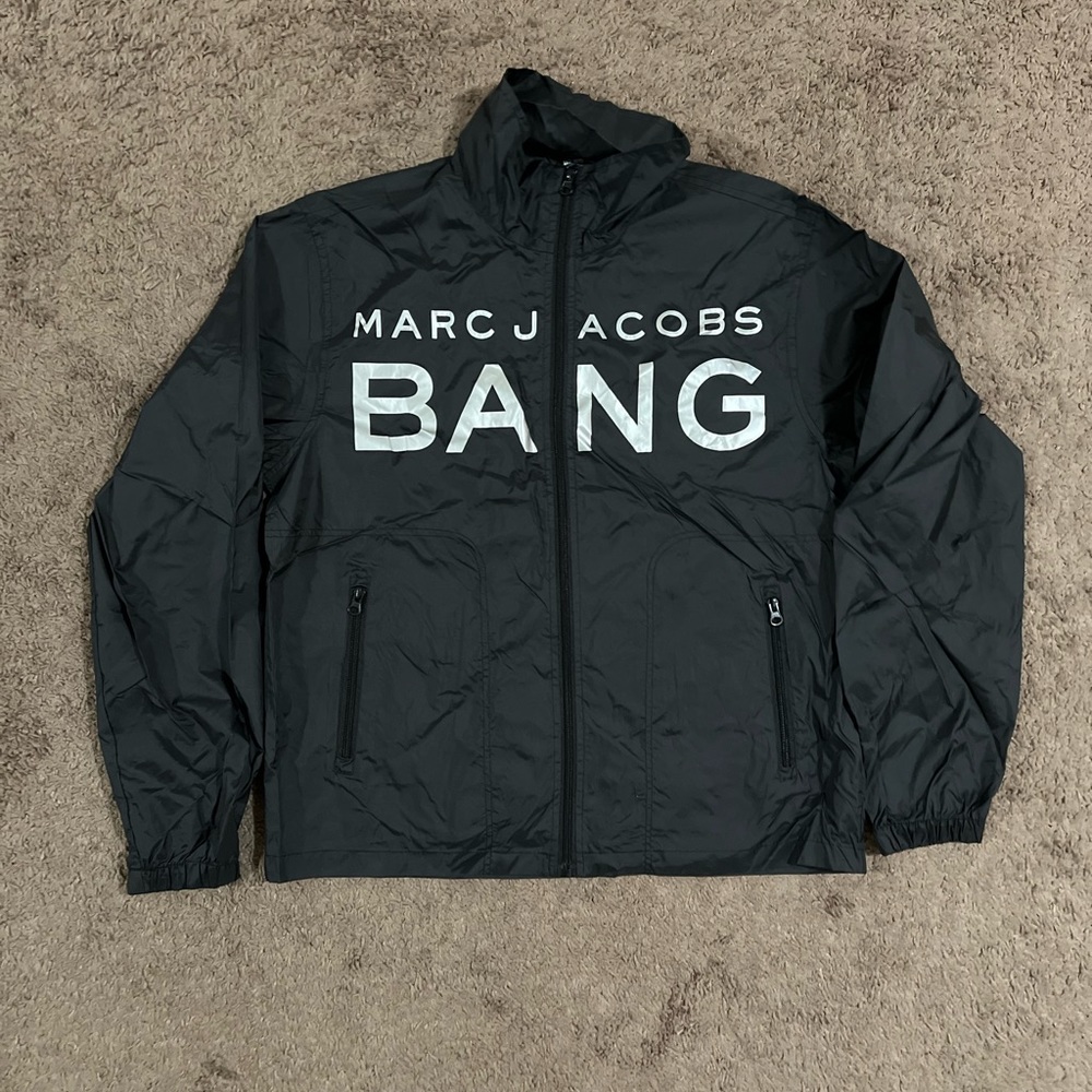 Marc Jacob Bang Unisex Windbreaker Jacket Black W/Zip Pockets